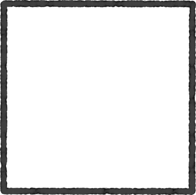 Black square frame element with line border png.