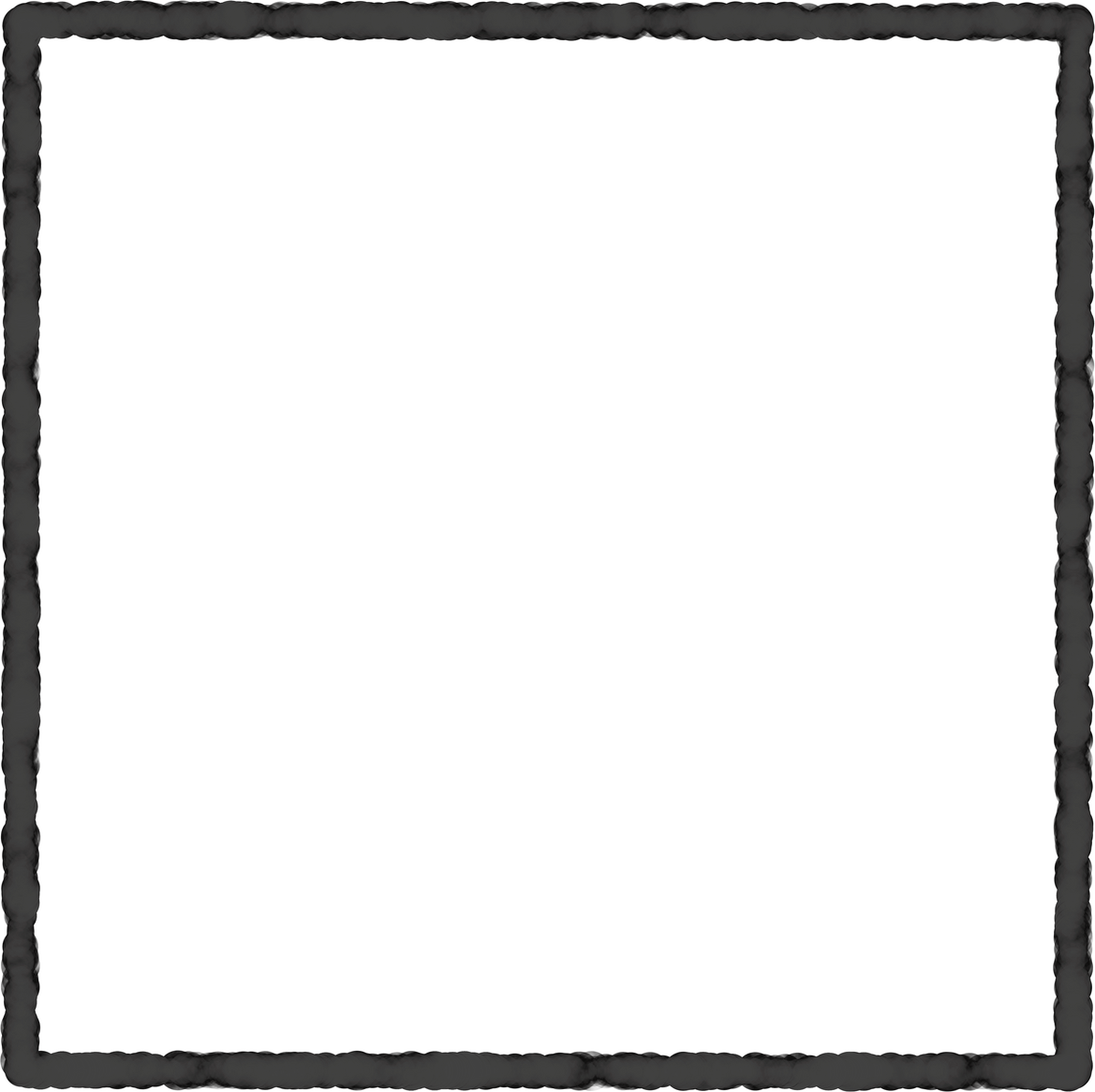 Black square frame element with line border png.